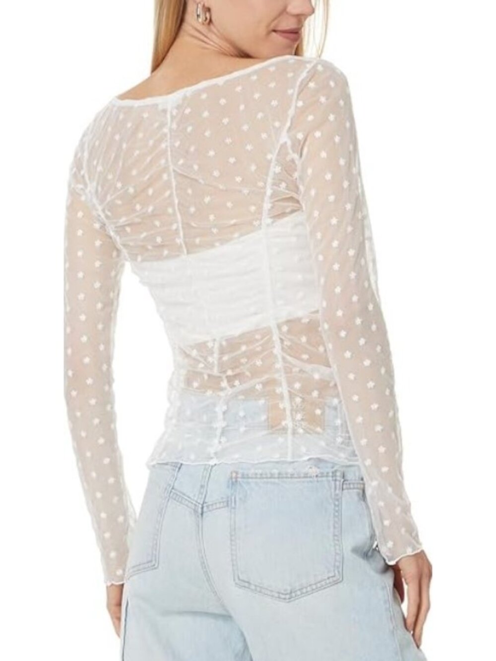 Free People Women's Most Likely Layering Top Ivory Size S - Picture 2 of 2